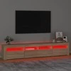 TV staliukas Televizoriaus spintelė su LED apšvietimu, ąžuolo, 210x35x40cm