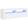 TV staliukas Televizoriaus spintelė su LED apšvietimu, balta, 120x35x40cm