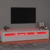 TV staliukas Televizoriaus spintelė su LED apšvietimu, balta, 210x35x40cm