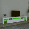 TV staliukas Televizoriaus spintelė su LED apšvietimu, balta, 215x36,5x40cm