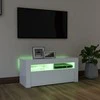TV staliukas Televizoriaus spintelė su LED apšvietimu, balta, 90x35x40cm