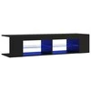 TV staliukas Televizoriaus spintelė su LED apšvietimu, juoda, 135x39x30cm