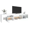 TV staliukas Televizoriaus spintelė su LED apšvietimu, balta, 215x36,5x40cm