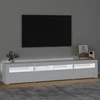 TV staliukas Televizoriaus spintelė su LED apšvietimu, balta, 210x35x40cm