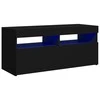 TV staliukas Televizoriaus spintelė su LED apšvietimu, juoda, 90x35x40cm