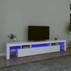 TV staliukas Televizoriaus spintelė su LED apšvietimu, balta, 215x36,5x40cm