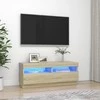 TV staliukas Televizoriaus spintelė su LED apšvietimu, ąžuolo, 100x35x40cm