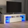 TV staliukas Televizoriaus spintelė su LED apšvietimu, balta, 140x36,5x40cm
