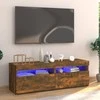 TV staliukas Televizoriaus spintelė su LED, dūminio ąžuolo, 120x35x40cm