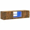 TV staliukas Televizoriaus spintelė su LED, dūminio ąžuolo, 140x40x35,5cm
