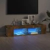 TV staliukas Televizoriaus spintelė su LED, dūminio ąžuolo, 135x39x30cm