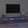 TV staliukas Televizoriaus spintelė su LED, dūminio ąžuolo, 210x35x40cm