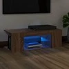 TV staliukas Televizoriaus spintelė su LED, ruda ąžuolo, 90x39x30cm