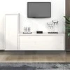 TV staliukas Televizoriaus spintelės, 2vnt., baltos, pušies medienos masyvas