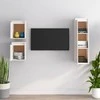 TV staliukas Televizoriaus spintelės, 3vnt., baltos, pušies medienos masyvas