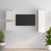 TV staliukas Televizoriaus spintelės, 3vnt., baltos, pušies medienos masyvas