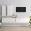 TV staliukas Televizoriaus spintelės, 4vnt., baltos, pušies medienos masyvas