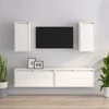 TV staliukas Televizoriaus spintelės, 4vnt., baltos, pušies medienos masyvas