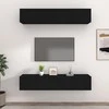 TV staliukas Televizoriaus spintelės, 4vnt., juodos, 80x30x30cm, mediena