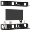 TV staliukas Televizoriaus spintelės, 4vnt., juodos, 100x30x30cm, mediena