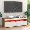 TV staliukas TV spintelės su LED, 2vnt., dūminio ąžuolo, 60x35x40cm