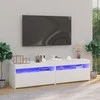 TV staliukas Televizoriaus spintelės su LED, 2vnt., baltos, 75x35x40cm