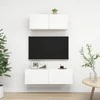 TV staliukas Televizoriaus spintelių komplektas, 2 dalių, baltas, mediena