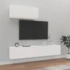 TV staliukas Televizoriaus spintelių komplektas, 3 dalių, baltas, mediena