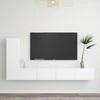 TV staliukas Televizoriaus spintelių komplektas, 3 dalių, baltas, mediena