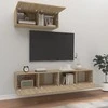 TV staliukas Televizoriaus spintelių komplektas, 3 dalių, ąžuolo, mediena