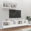 TV staliukas Televizoriaus spintelių komplektas, 3 dalių, baltas, mediena
