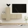 TV staliukas Televizoriaus spintelių komplektas, 3 dalių, ąžuolo, mediena