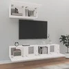 TV staliukas Televizoriaus spintelių komplektas, 3 dalių, baltas, mediena