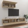 TV staliukas Televizoriaus spintelių komplektas, 3 dalių, ąžuolo, mediena
