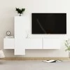 TV staliukas Televizoriaus spintelių komplektas, 3 dalių, baltas, mediena