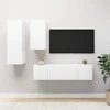 TV staliukas Televizoriaus spintelių komplektas, 4 dalių, baltas, mediena