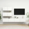 TV staliukas Televizoriaus spintelių komplektas, 4 dalių, baltas, mediena