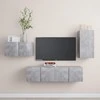 TV staliukas Televizoriaus spintelių komplektas, 4 dalių, betono, mediena