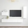 TV staliukas Televizoriaus spintelių komplektas, 4 dalių, baltas, mediena