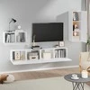 TV staliukas Televizoriaus spintelių komplektas, 4 dalių, baltas, mediena