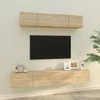 TV staliukas Televizoriaus spintelių komplektas, 4 dalių, ąžuolo, mediena