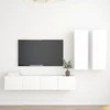 TV staliukas Televizoriaus spintelių komplektas, 4 dalių, baltas, mediena