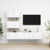 TV staliukas Televizoriaus spintelių komplektas, 4 dalių, baltas, mediena