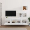 TV staliukas Televizoriaus spintelių komplektas, 4 dalių, baltas, mediena