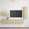 TV staliukas Televizoriaus spintelių komplektas, 4 dalių, ąžuolo, mediena