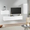 TV staliukas Televizoriaus spintelių komplektas, 4 dalių, baltas, mediena