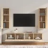 TV staliukas Televizoriaus spintelių komplektas, 4 dalių, ąžuolo, mediena