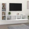 TV staliukas Televizoriaus spintelių komplektas, 4 dalių, baltas, mediena