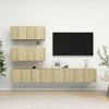 TV staliukas Televizoriaus spintelių komplektas, 4 dalių, ąžuolo, mediena