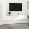 TV staliukas Televizoriaus spintelių komplektas, 4 dalių, baltas, mediena